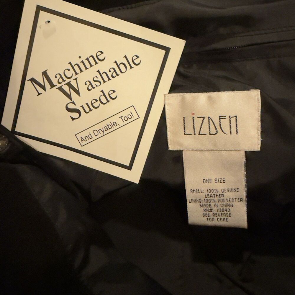 NEW Lizden VTG Black Suede Leather Purse Shoulder Tote  Bag 15x18 In Orig Bag